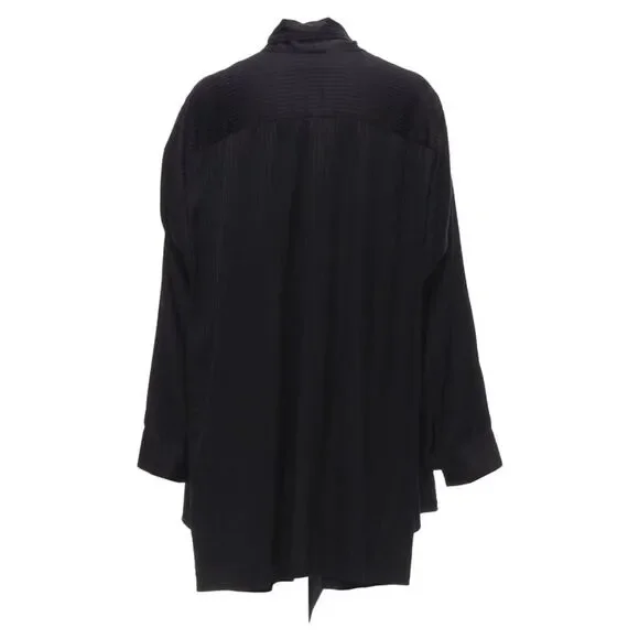 Balenciaga Demna black striped pussy bow cascade hem oversized shirt - Picture 4 of 6